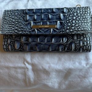 NWT - Brahmin Navy, Croc Embossed Leather, “Melbourne Cordelia” wallet W/Snap.